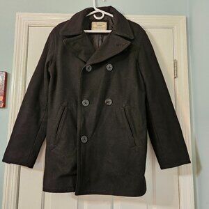 Old Navy Peacoat Black Wool Blend Waist Length Jacket Double Breasted Large